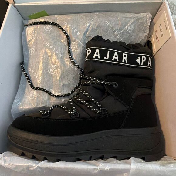 Pajar CANADA Galaxy Snow Boots Waterproof Nylon Pull-On Black Woman's 9 - Picture 7 of 11